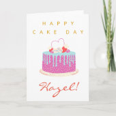 Happy Birthday Card Cake Day Individuelle Name Haz Karte (Vorderseite)
