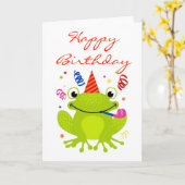 Happy Birthday Card - Celebrating Frog Karte (Gelbe Blume)