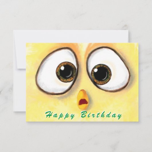 Happy Birthday Card Chickens Überraschte Big Eyes (Vorderseite)