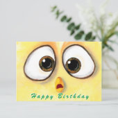 Happy Birthday Card Chickens Überraschte Big Eyes (Stehend Vorderseite)