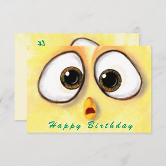 Happy Birthday Card Chickens Überraschte Big Eyes (Vorne/Hinten)