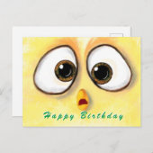 Happy Birthday Card Chickens Überraschte Big Eyes Postkarte (Vorne/Hinten)