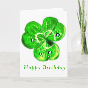 Happy Birthday Card Clover Dew Drops Karte