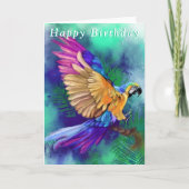 Happy Birthday Card Colorful Parrot Karte (Vorderseite)