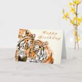 Happy Birthday Card Couple Tigers Custom Text Karte (Gelbe Blume)