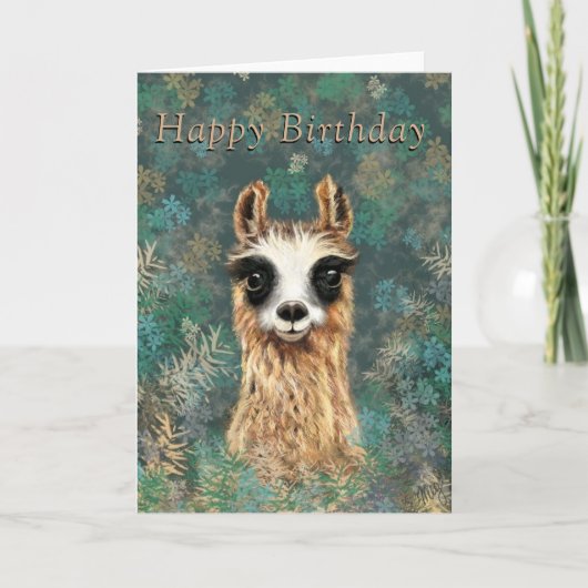 Happy Birthday Card Curious Baby Llama Fun Karte (Vorderseite)