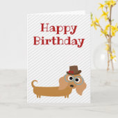 Happy Birthday Card Dackel Dog Blank Inside Karte (Gelbe Blume)