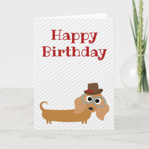 Happy Birthday Card Dackel Dog Blank Inside Karte