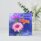 Happy Birthday Card Drei Farben Gerberas Karte (Stehend Vorderseite)