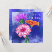Happy Birthday Card Drei Farben Gerberas Karte (Vorderseite/Rückseite Beispiel)