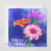Happy Birthday Card Drei Farben Gerberas Karte (Rückseite)