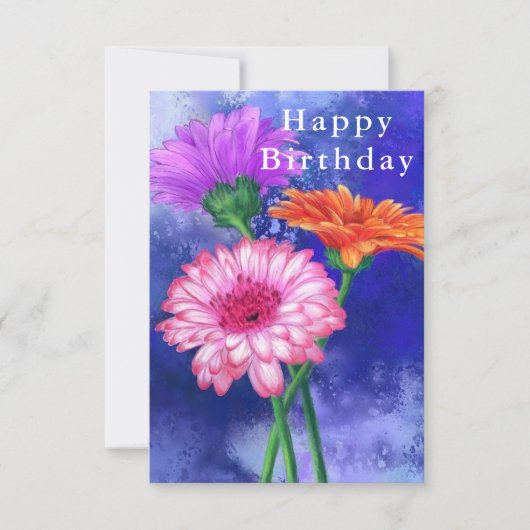Happy Birthday Card Drei Farben Gerberas Malerei Karte (Vorderseite)