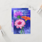 Happy Birthday Card Drei Farben Gerberas Malerei Karte (Vorderseite/Rückseite Beispiel)
