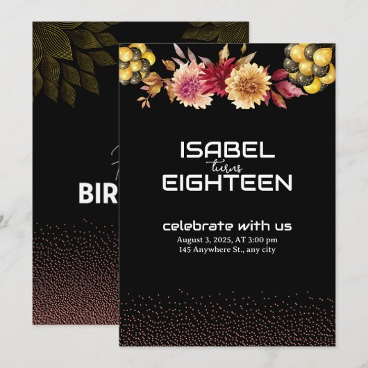 Happy Birthday Card - Eine perfekte Feier der Lieb Einladung (Vorne/Hinten)