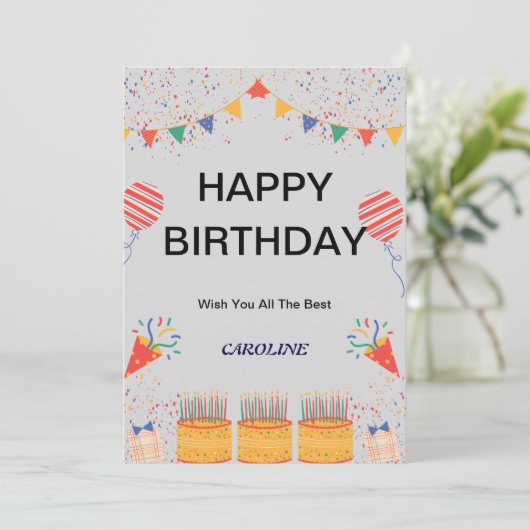 HAPPY BIRTHDAY CARD EINLADUNG (Stehend Vorderseite)