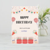 HAPPY BIRTHDAY CARD EINLADUNG (Stehend Vorderseite)