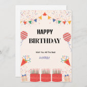 HAPPY BIRTHDAY CARD EINLADUNG (Vorne/Hinten)
