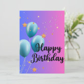 HAPPY BIRTHDAY CARD EINLADUNG (Stehend Vorderseite)