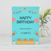 HAPPY BIRTHDAY CARD EINLADUNG (Stehend Vorderseite)
