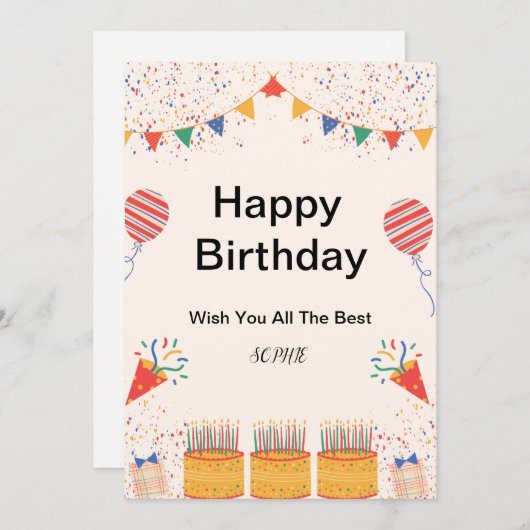 HAPPY BIRTHDAY CARD EINLADUNG (Vorne/Hinten)