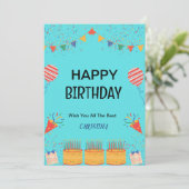 HAPPY BIRTHDAY CARD EINLADUNG (Stehend Vorderseite)