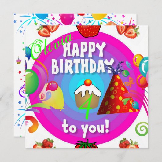 Happy Birthday Card Einladung (Vorne/Hinten)