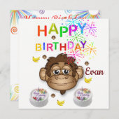 Happy Birthday Card Einladung Affe (Vorne/Hinten)