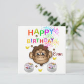 Happy Birthday Card Einladung Affe (Stehend Vorderseite)
