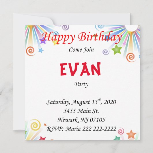 Happy Birthday Card Einladung Affe (Rückseite)