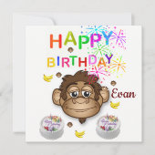 Happy Birthday Card Einladung Affe (Vorderseite)