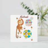 Happy Birthday Card Einladung Affe Zwei Jahre alt (Stehend Vorderseite)
