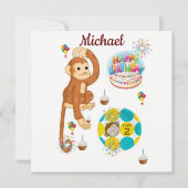 Happy Birthday Card Einladung Affe Zwei Jahre alt (Vorderseite)
