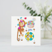 Happy Birthday Card Einladung Affe Zwei Jahre alt (Stehend Vorderseite)