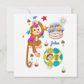 Happy Birthday Card Einladung Affe Zwei Jahre alt (Vorderseite)