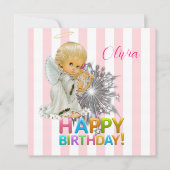 Happy Birthday Card Einladung Angel Pink (Vorderseite)