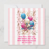 Happy Birthday Card Einladung BalloonsStripe Pink (Rückseite)