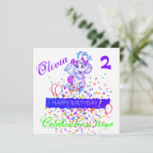 Happy Birthday Card Einladung Elephant (Stehend Vorderseite)