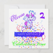 Happy Birthday Card Einladung Elephant (Vorderseite)