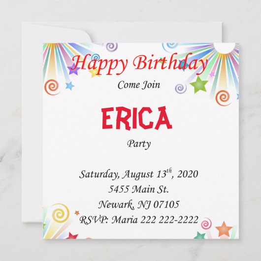 Happy Birthday Card Einladung Elephant (Rückseite)