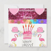 Happy Birthday Card Einladung Flamingo (Vorderseite)