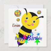 Happy Birthday Card Einladung Hummel (Vorderseite)