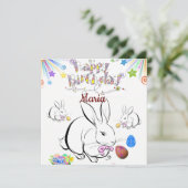 Happy Birthday Card Einladung Kaninchen (Stehend Vorderseite)