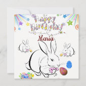 Happy Birthday Card Einladung Kaninchen (Vorderseite)
