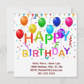 Happy Birthday Card Einladung Kuchen Birne Früchte (Rückseite)