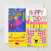 Happy Birthday Card Einladung Kuchen Birne Früchte (Vorderseite)