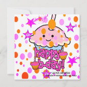Happy Birthday Card Einladung Lila Stripe Polka (Rückseite)