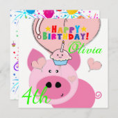 Happy Birthday Card Einladung Pig (Vorne/Hinten)