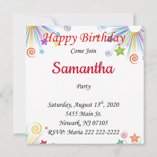 Happy Birthday Card Einladung Pinguin (Rückseite)