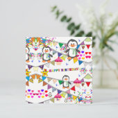 Happy Birthday Card Einladung Pinguin (Stehend Vorderseite)