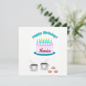 Happy Birthday Card Einladung Pink Cake (Stehend Vorderseite)